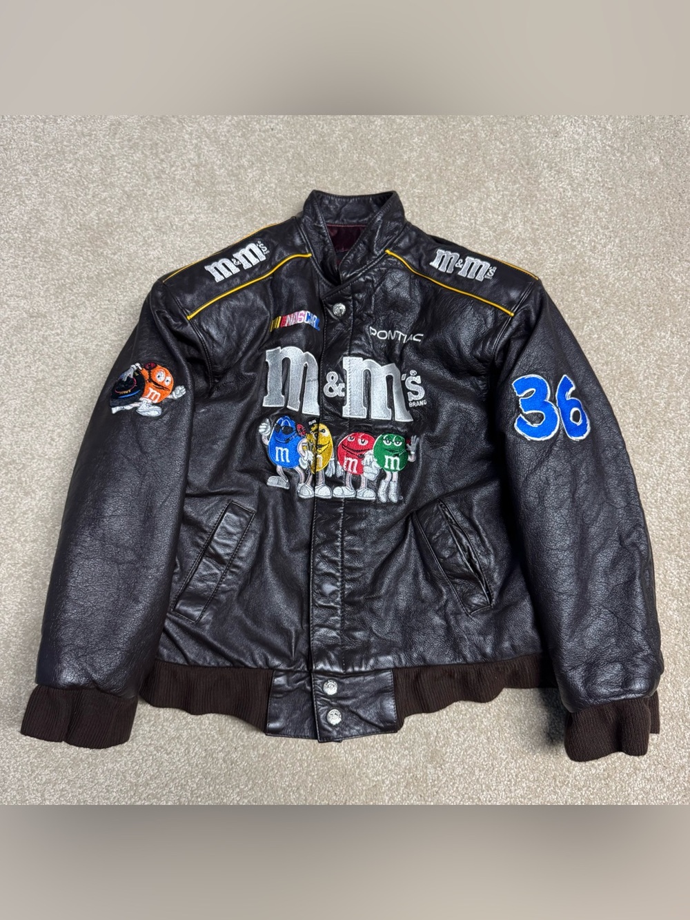 Jeff Hamilton NASCAR Racing Jacket Kid Youth XL Black Brown M&Ms Ken Schrader JH